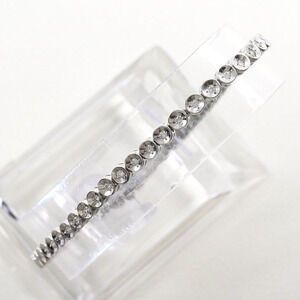 VINTAGE 14k Silver Diamond Charm Bracelet